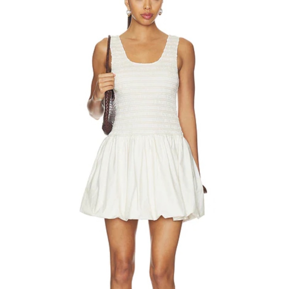 Pistola-NWT Ilona Bubble Hem Sleeveless White Smocked Mini Dress